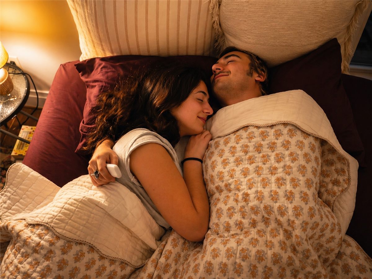 Couple sleeping peacefully side by side